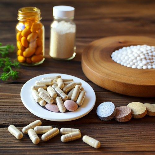 Health supplements magnesium products on the table